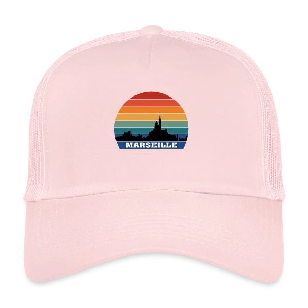 Marseille Skyline Rétro Sunset sur Casquette trucker