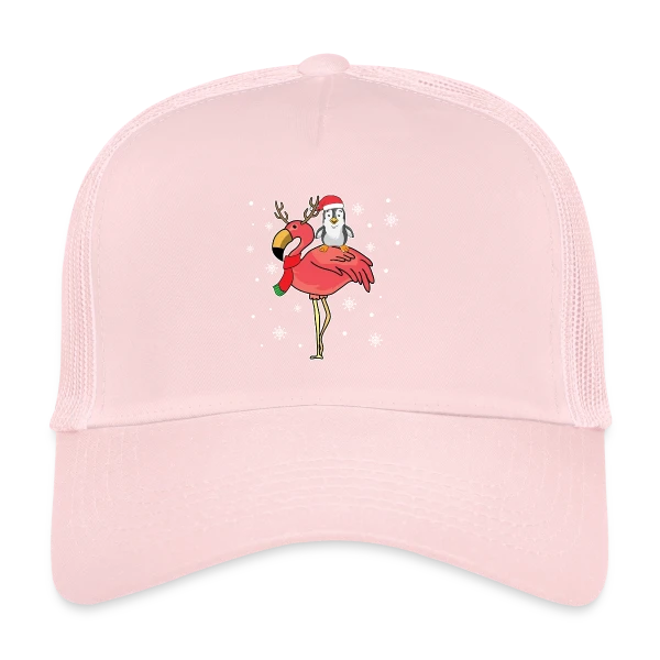 Flamant Rose Noël Renne sur Casquette trucker