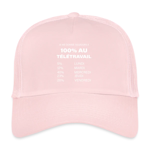 Télétravail J'Adore sur Casquette trucker