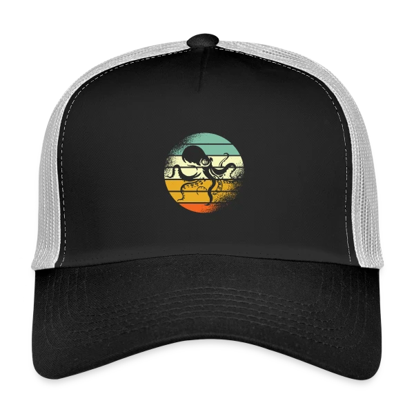 Pieuvre Rétro Océanique sur Casquette trucker