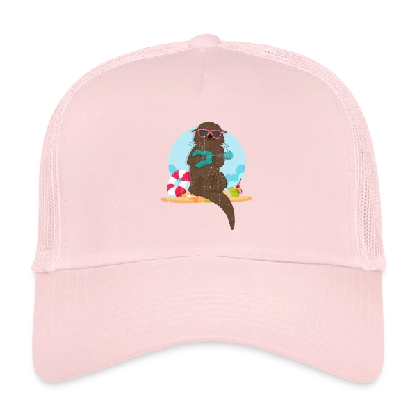 Loutre Musicienne Plage sur Casquette trucker