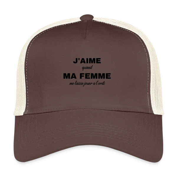 Ma Femme Me Laisse Jouer à l'Ordi : Humour Gamer sur Casquette trucker
