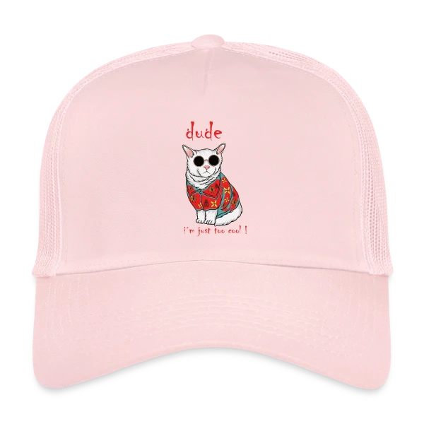 Chat Cool Hawaïen sur Casquette trucker