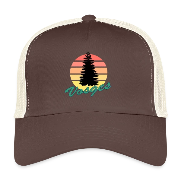 Vosges : Sapin au Coucher de Soleil Vintage sur Casquette trucker