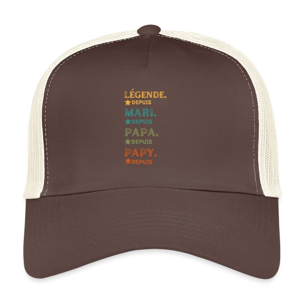 Légende Personnalisée : Mari, Papa, Papy Depuis [Année] sur Casquette trucker