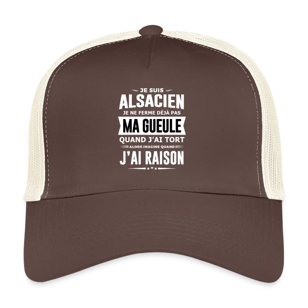 Alsacien Je Ferme Pas Ma Gueule sur Casquette trucker