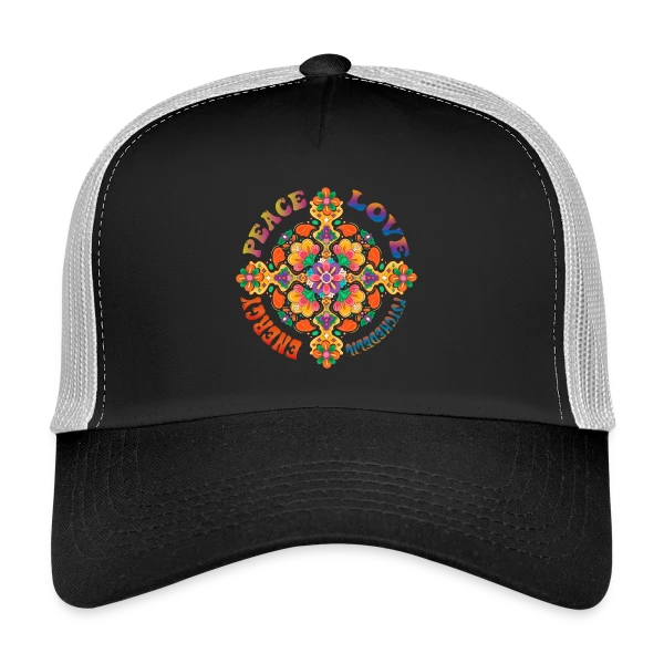 Mandala Psychédélique Peace Love sur Casquette trucker