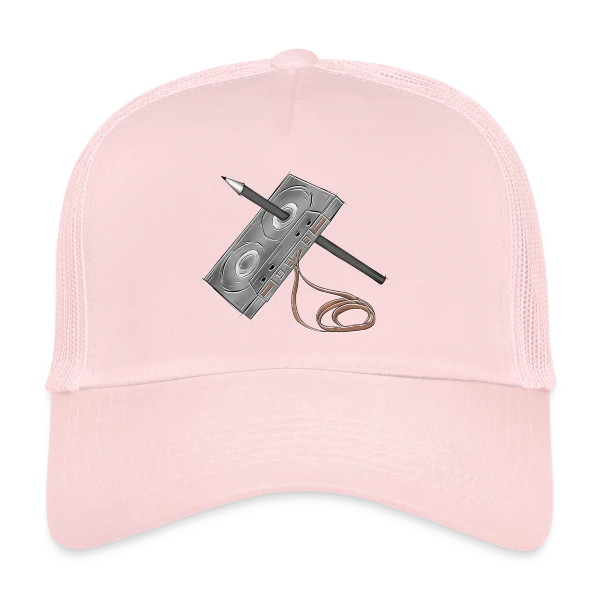 Cassette et Crayon Esquisse sur Casquette trucker