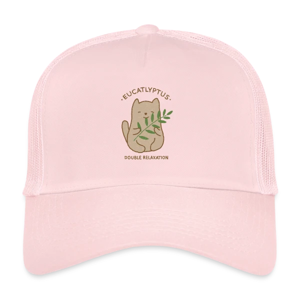 Eucalypchat : Douceur Féline et Eucalyptus sur Casquette trucker