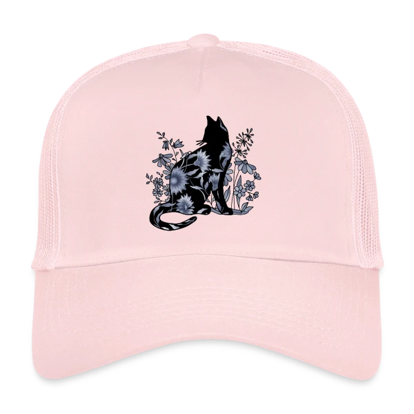 Chat Fleuri Élégant sur Casquette trucker