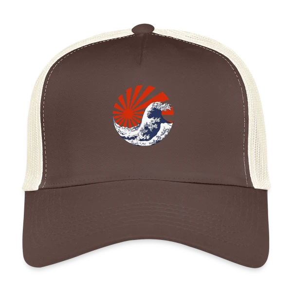 La Grande Vague de Kanagawa & Soleil Levant Yin-Yang sur Casquette trucker