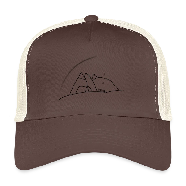 Esquisse Montagne et Tente sur Casquette trucker