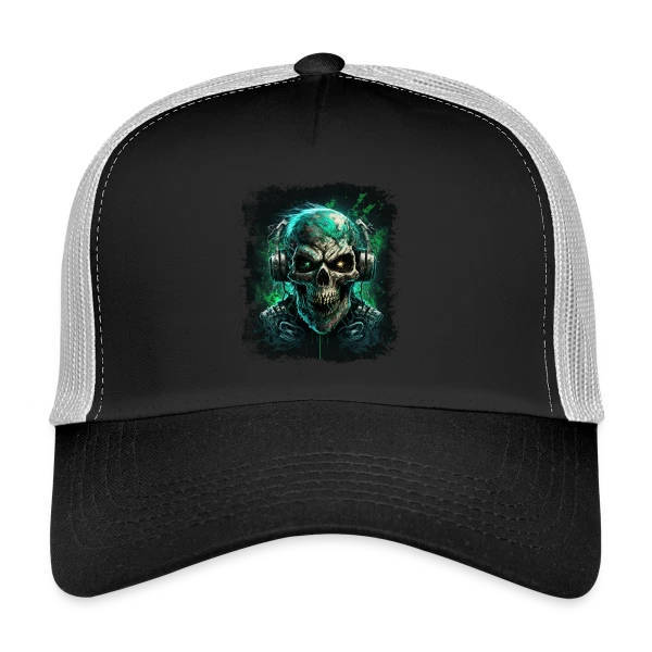 Zombie Métalleux au Casque Audio sur Casquette trucker