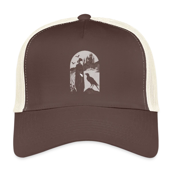 Corbeau et Château Gothique Mystérieux sur Casquette trucker