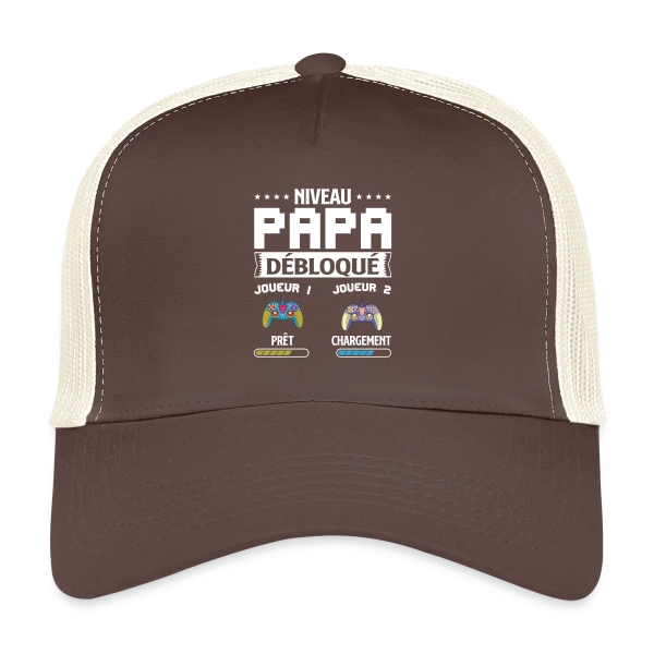 Niveau Papa Débloqué : T-shirt Futur Papa Gamer sur Casquette trucker