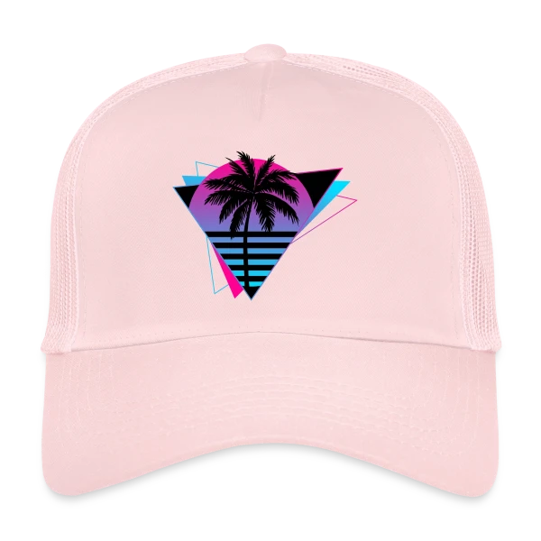 Palmier Rétro Synthwave sur Casquette trucker