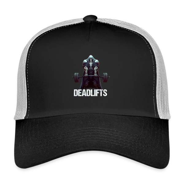 Squelette Ironique : Deadlifts et Fitness Rigolo sur Casquette trucker