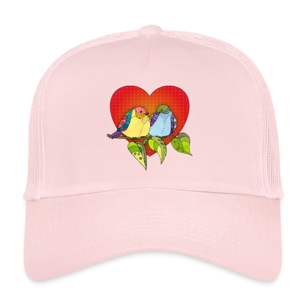 Oiseaux Amoureux Cœur sur Casquette trucker