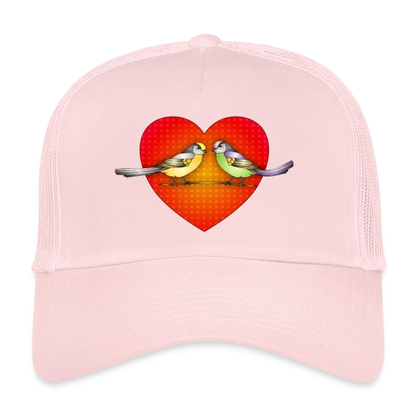 Oiseaux Amoureux Cœur sur Casquette trucker