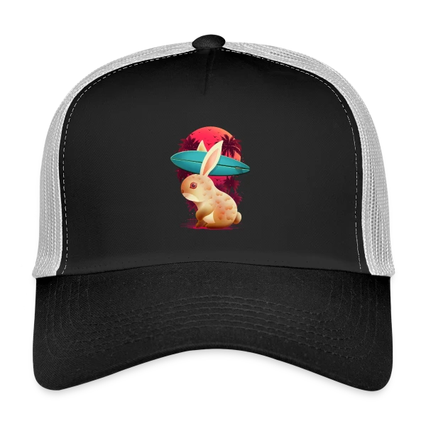 Lapin Surfeur Estival sur Casquette trucker