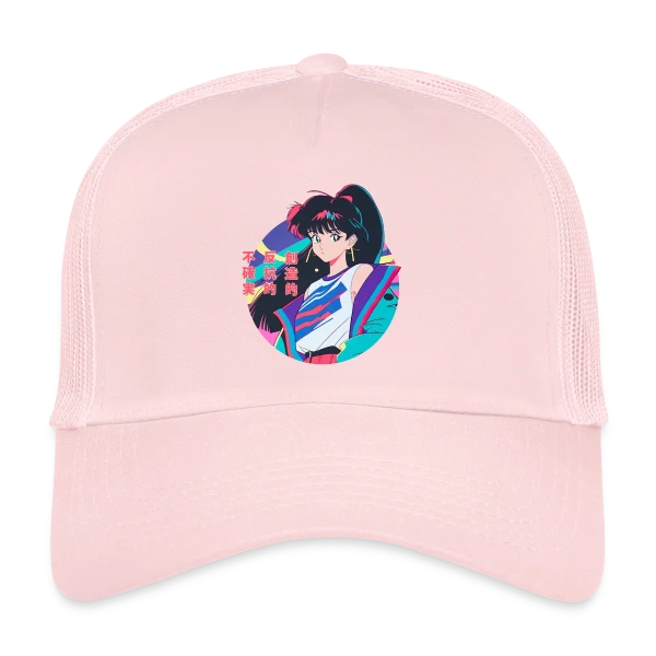Fille Anime Rétro 80s/90s Windbreaker sur Casquette trucker