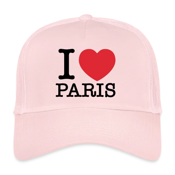 J'aime Paris Cœur Rouge sur Casquette trucker