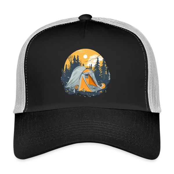 Nuit de Camping en Forêt sur Casquette trucker