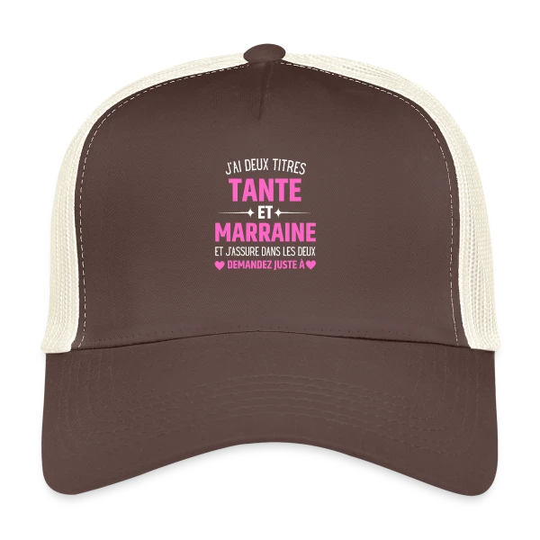 Tante et Marraine : Le T-shirt Humour Personnalisé avec les Prénoms des Enfants sur Casquette trucker