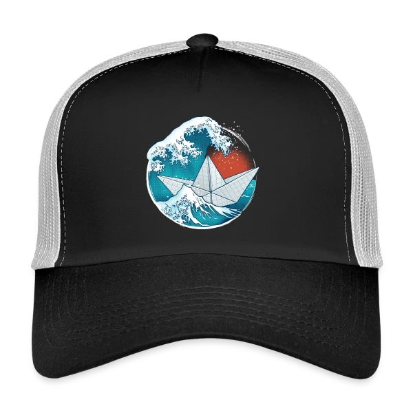 Bateau Origami dans la tempête sur Casquette trucker