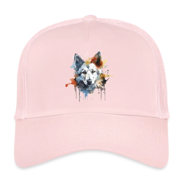 Loup Aquarelle Stylisé sur Casquette trucker