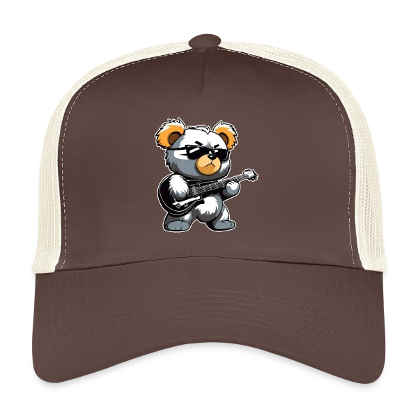 Ours en Peluche Heavy Metal à la Guitare sur Casquette trucker