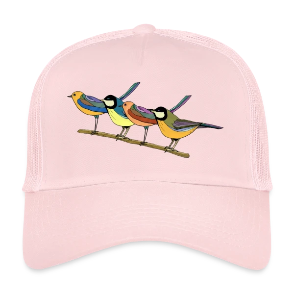 Quatre Oiseaux Colorés sur Casquette trucker