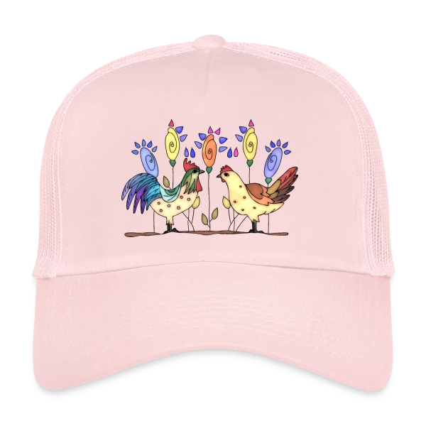 Duo Fermier Coq & Poule sur Casquette trucker