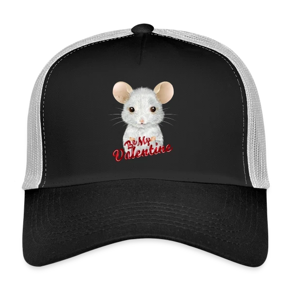 Adorable Souris Blanche de la Saint-Valentin sur Casquette trucker