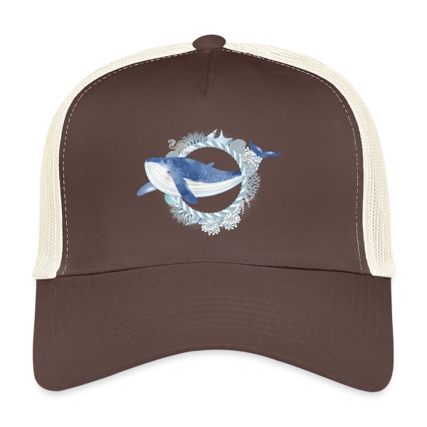Baleine Bleue et Récif Corallien - Style Aquarelle sur Casquette trucker