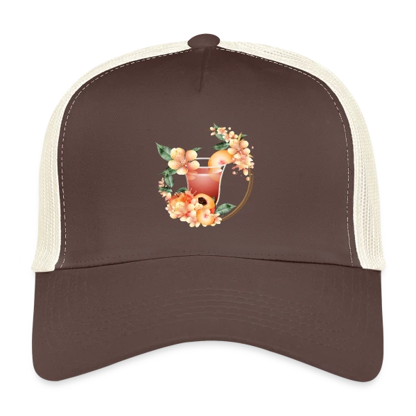 Cocktail Pêche en Fleurs: Douceur Estivale sur Casquette trucker