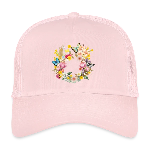 Éclosion Printanière : Fleurs et Papillons Colorés sur Casquette trucker