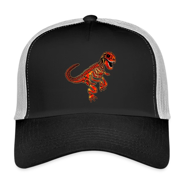 T-Rex Fossile Rouge Éclatant sur Casquette trucker