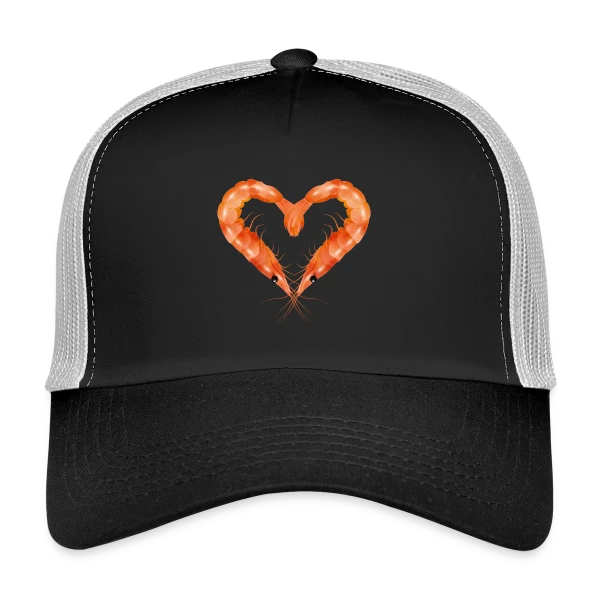 Cœur de Crevettes Roses sur Casquette trucker