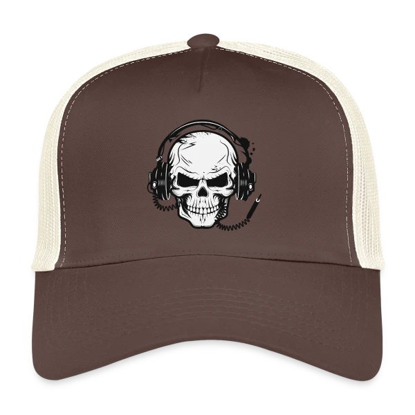 Tête de Mort Casque Audio - Esprit Rock sur Casquette trucker