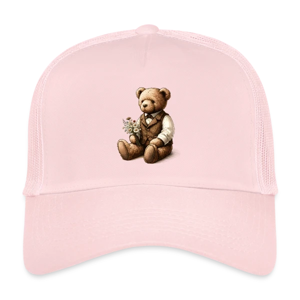 Teddy Vintage Fleuri: Douce Nostalgie sur Casquette trucker