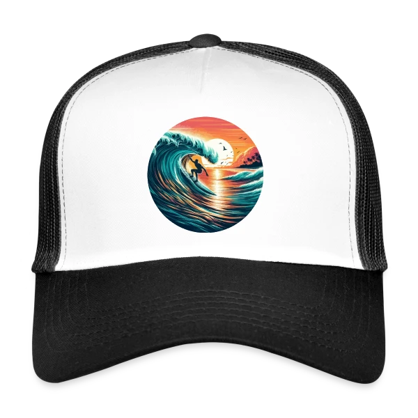 Sunset Surfer | T-Shirt Ambiance Plage & Coucher de Soleil sur Casquette trucker