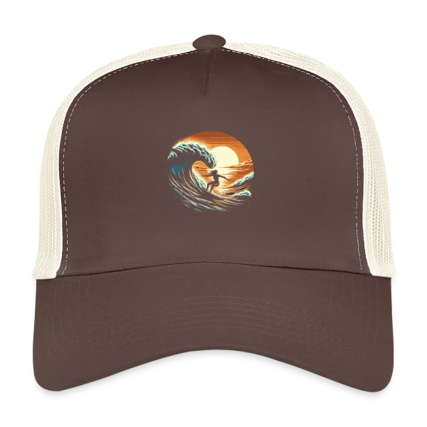 Sunset Surfing Girl - Vague & Coucher de Soleil sur Casquette trucker