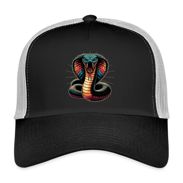 Cobra Royal Éclatant : Style Dynamique et Vives Couleurs sur Casquette trucker