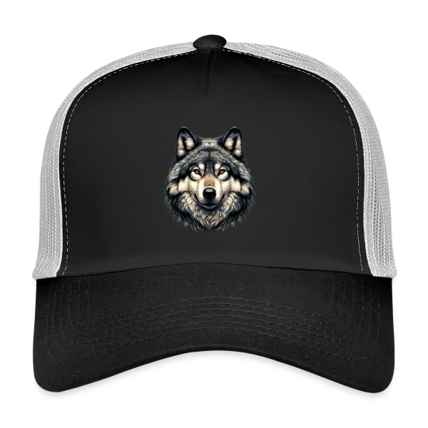 Tête de Loup Réaliste sur Casquette trucker