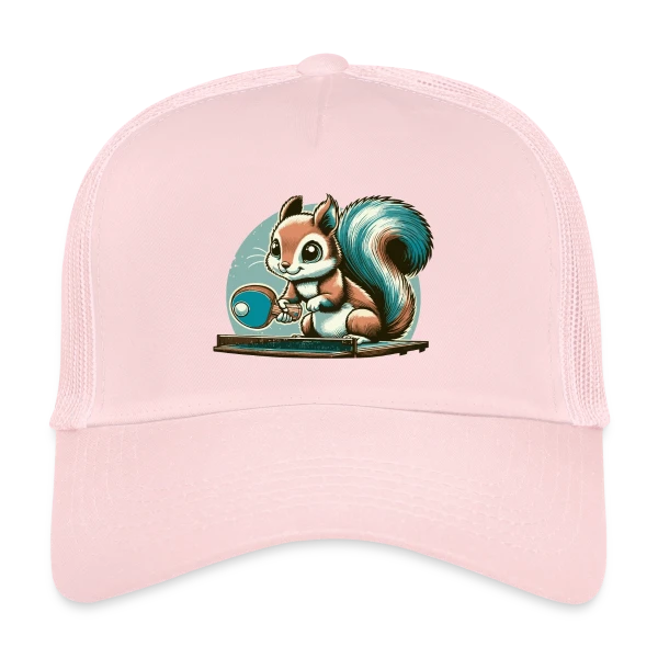 L'Écureuil Champion de Ping-Pong Cartoon sur Casquette trucker