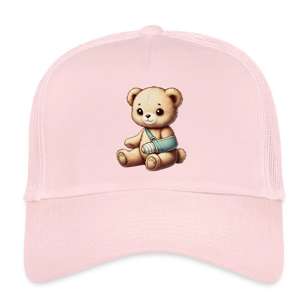 Teddy Réconfortant Plâtré : L'Ours Symbole de Courage et d'Amour sur Casquette trucker