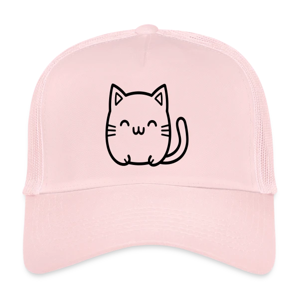 Chat Kawaii Souriant sur Casquette trucker