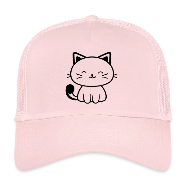 Chaton Kawaii Souriant sur Casquette trucker