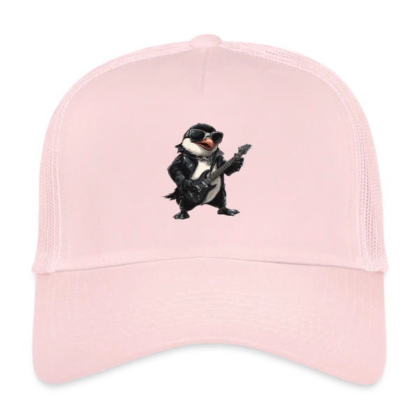 Pinguin Rocker Guitariste Heavy Metal sur Casquette trucker